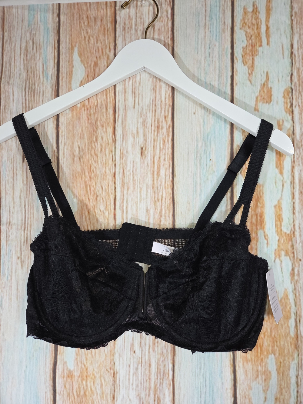 Auden Black Lace Underwire Bra with Double Straps